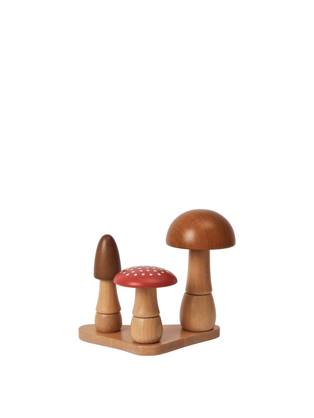 Colorful Mushroom Stacking Blocks for kids by Ferm Living, featuring natural wood and vibrant mushroom shapes for imaginative play.