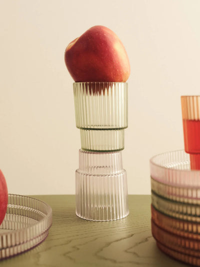 Ripple Kids blow, cups, and plates by Ferm Living featuring colorful, modern designs for children’s tableware.