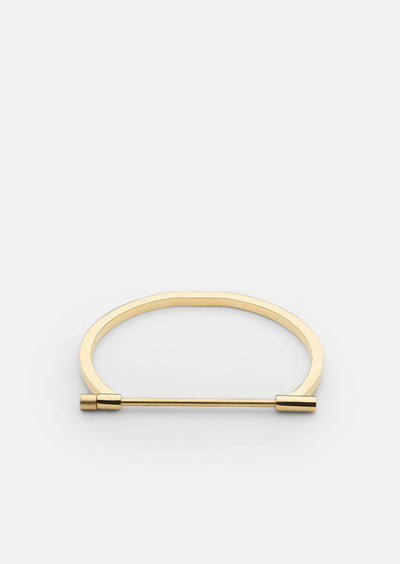 Gold plated Omega bangle by Skultuna, featuring a sleek and minimalist design in shiny gold finish.