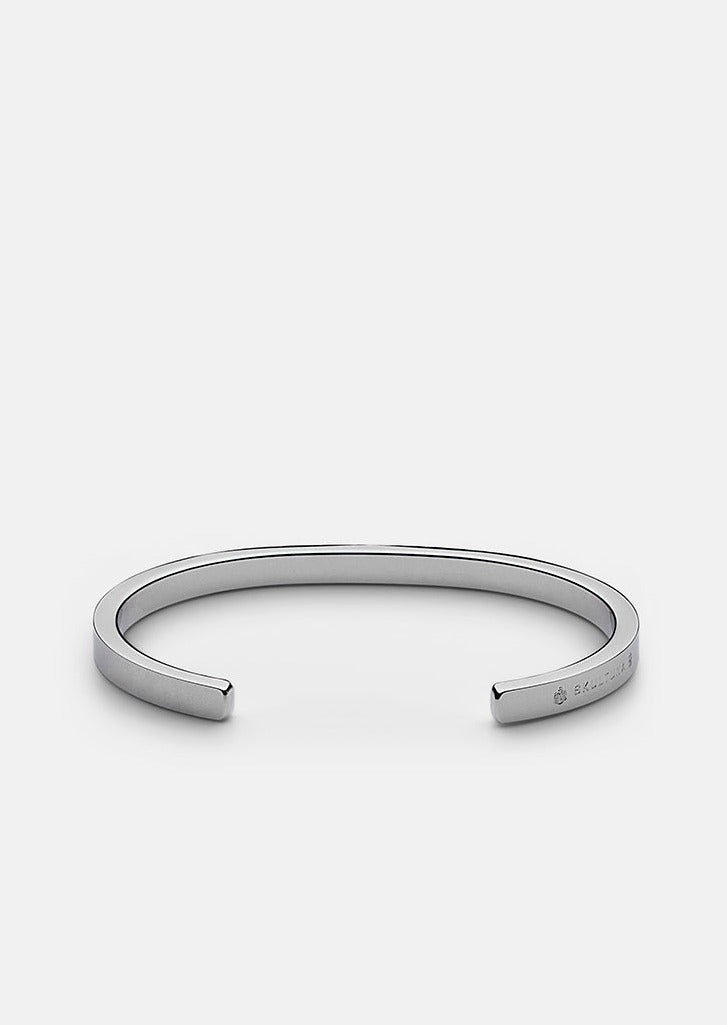 Silver plated SB Cuff Thin bracelet by Skultuna, showcasing sleek, minimalist accessory with a polished finish.