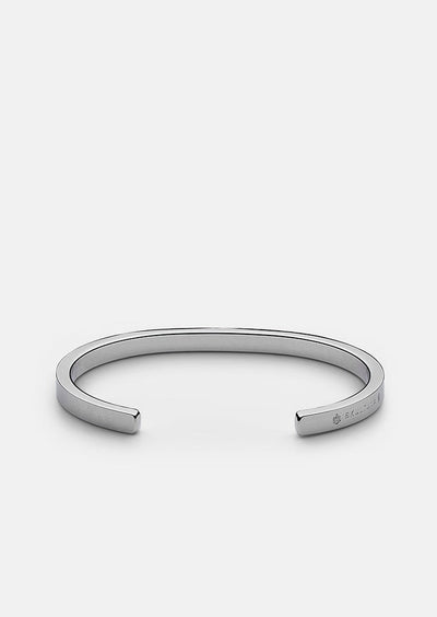 Silver plated SB Cuff Thin bracelet by Skultuna, showcasing sleek, minimalist accessory with a polished finish.