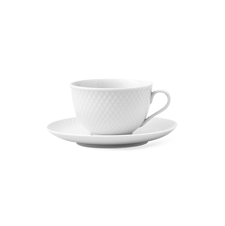Rhombe Tea Cup with Saucer by Lyngby Porcelain
