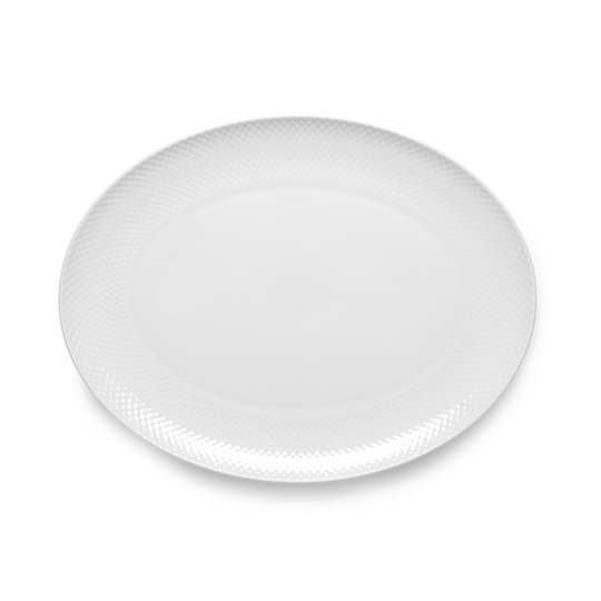 Rhombe Oval Serving Dish - White by Lyngby Porcelain
