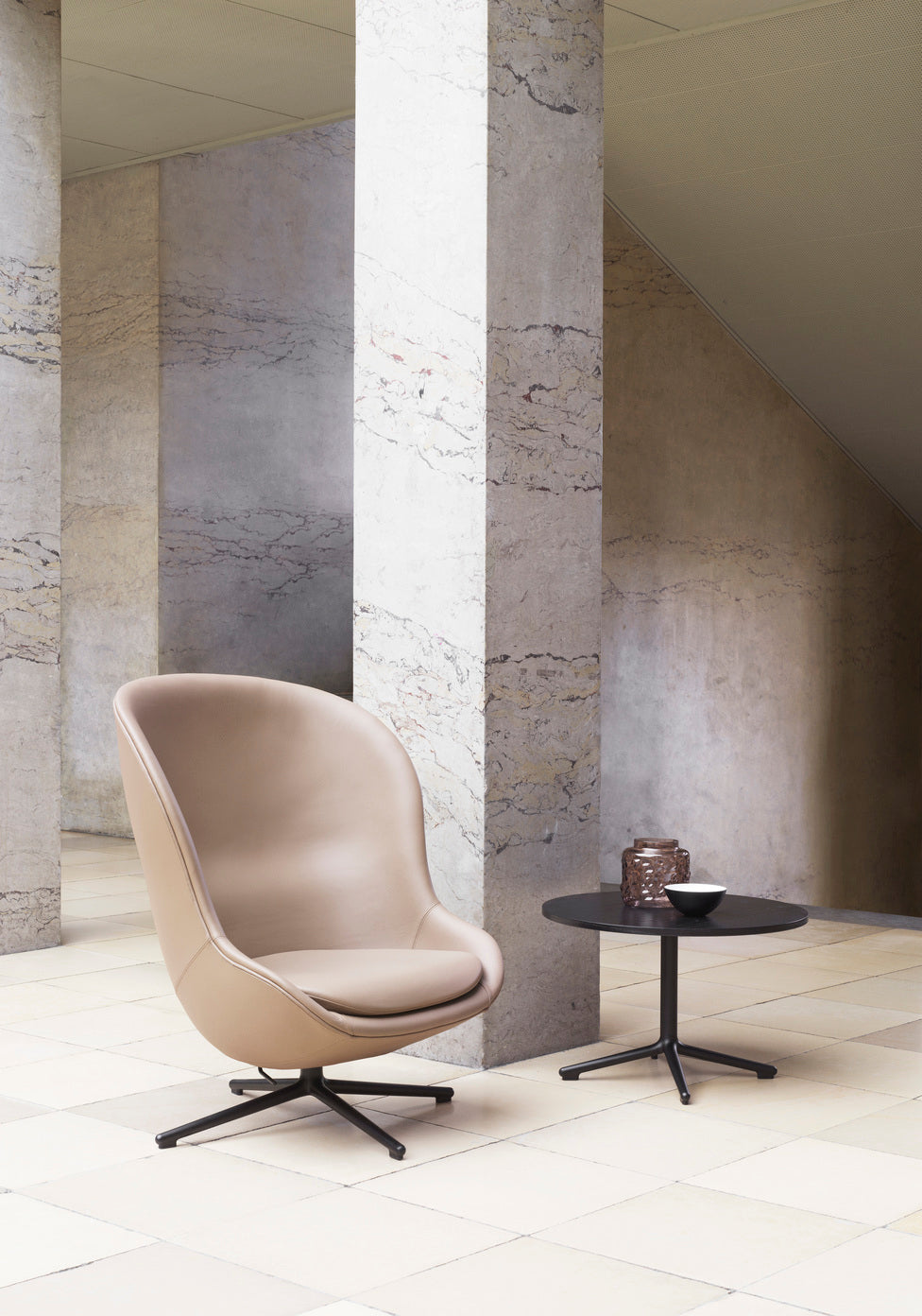 Lunar Coffee Table Aluminum H40 Ø70 Marble by Normann Copenhagen