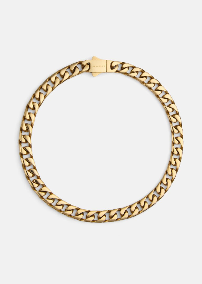 Gold plated Paul Chain bracelet by Skultuna, featuring a sleek and stylish accessory design, shown in a close-up image.