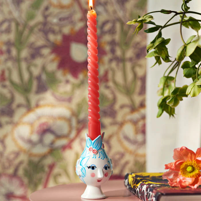Titania Candle Holder, Light Blue, H: 4.5" by Bjørn Wiinblad