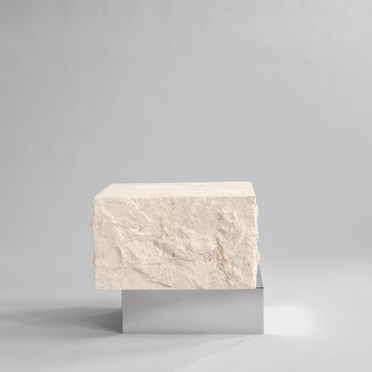 Temple Coffee Table, Low - Chrome/Limestone by 101 Copenhagen