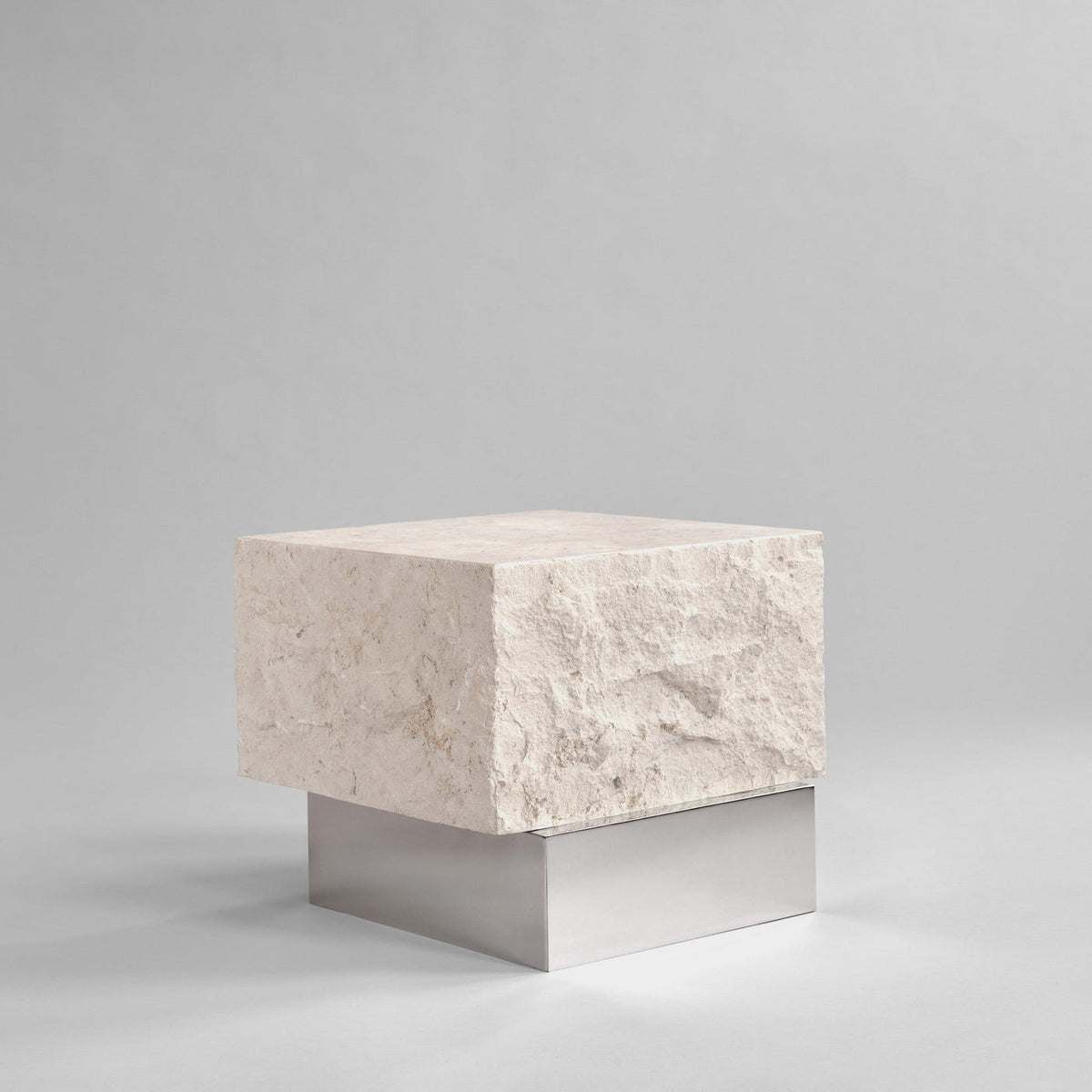 Temple Coffee Table, Low - Chrome/Limestone by 101 Copenhagen