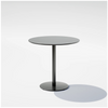 Round black pedestal cafe table by Bend Goods, featuring a sleek modern design with a sturdy base and smooth tabletop.