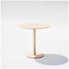 Round pedestal cafe table by Bend Goods with tan finish, featuring a sleek metal design ideal for modern dining or cafe settings.