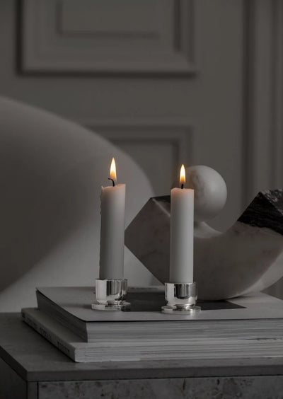 Silver plated Bijou Candle Holder by Skultuna, elegant accessories piece with a sleek, modern design for decorative use.