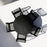 Round Bend Goods pedestal cafe table with sleek metal base and wooden top, ideal for modern dining or café settings.