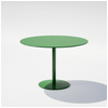 Round Bend Goods pedestal cafe table with sleek metal base and smooth wooden top, ideal for modern dining or café spaces.