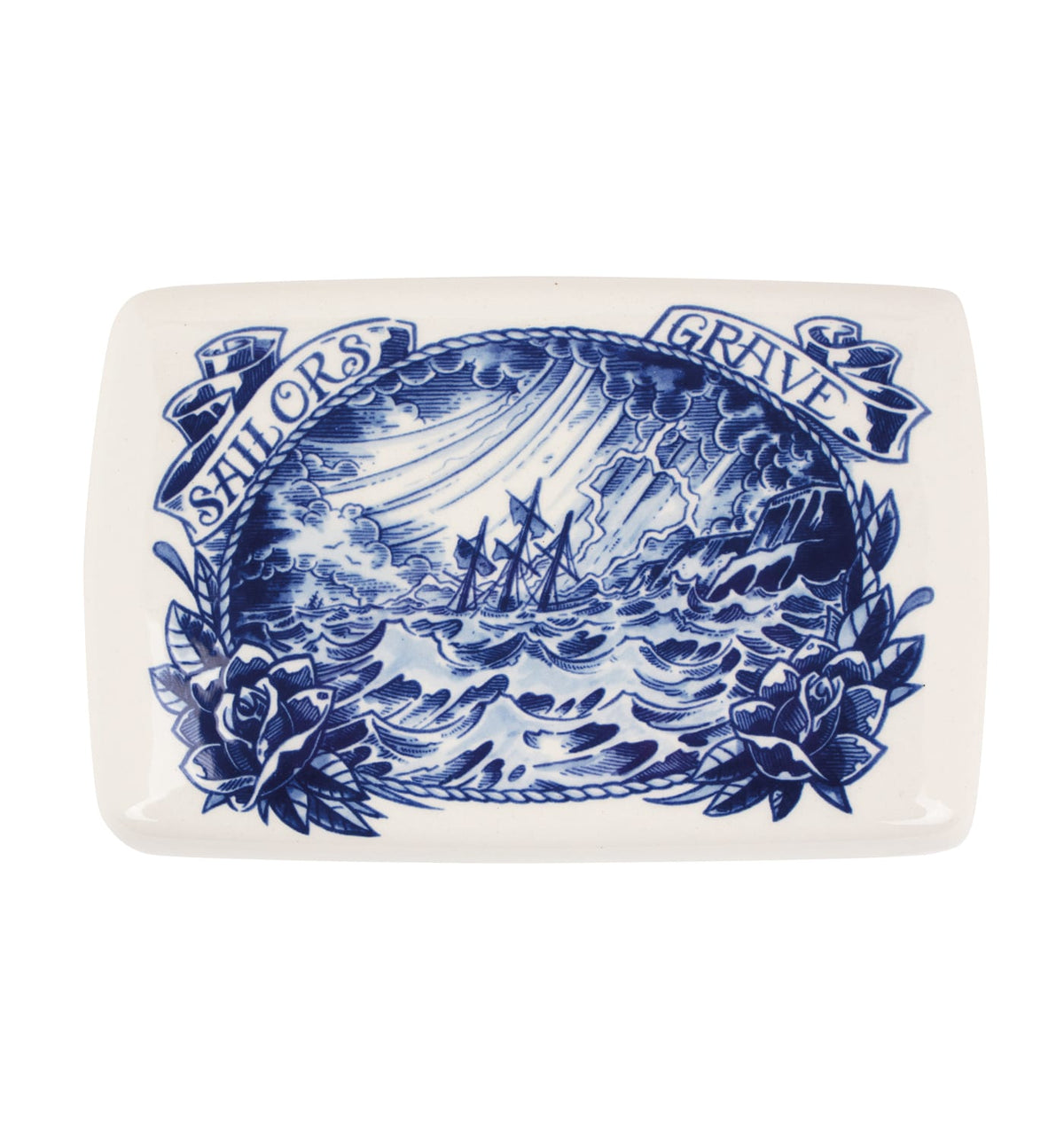 Sailor's Grave Table Box - Schiffmacher Royal Blue Tattoo by Royal Delft