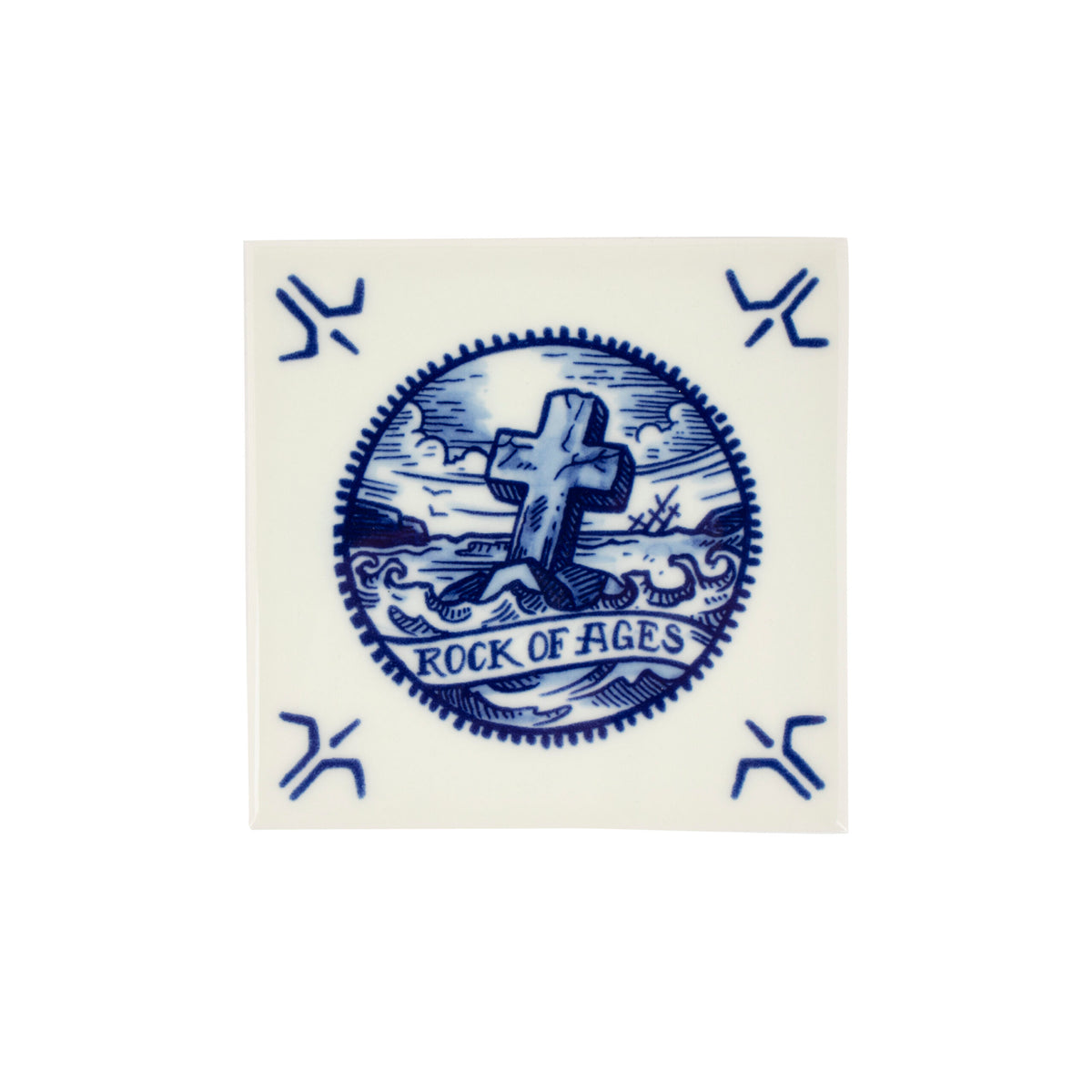Rock of Ages Tile - Schiffmacher Royal Blue Tattoo by Royal Delft