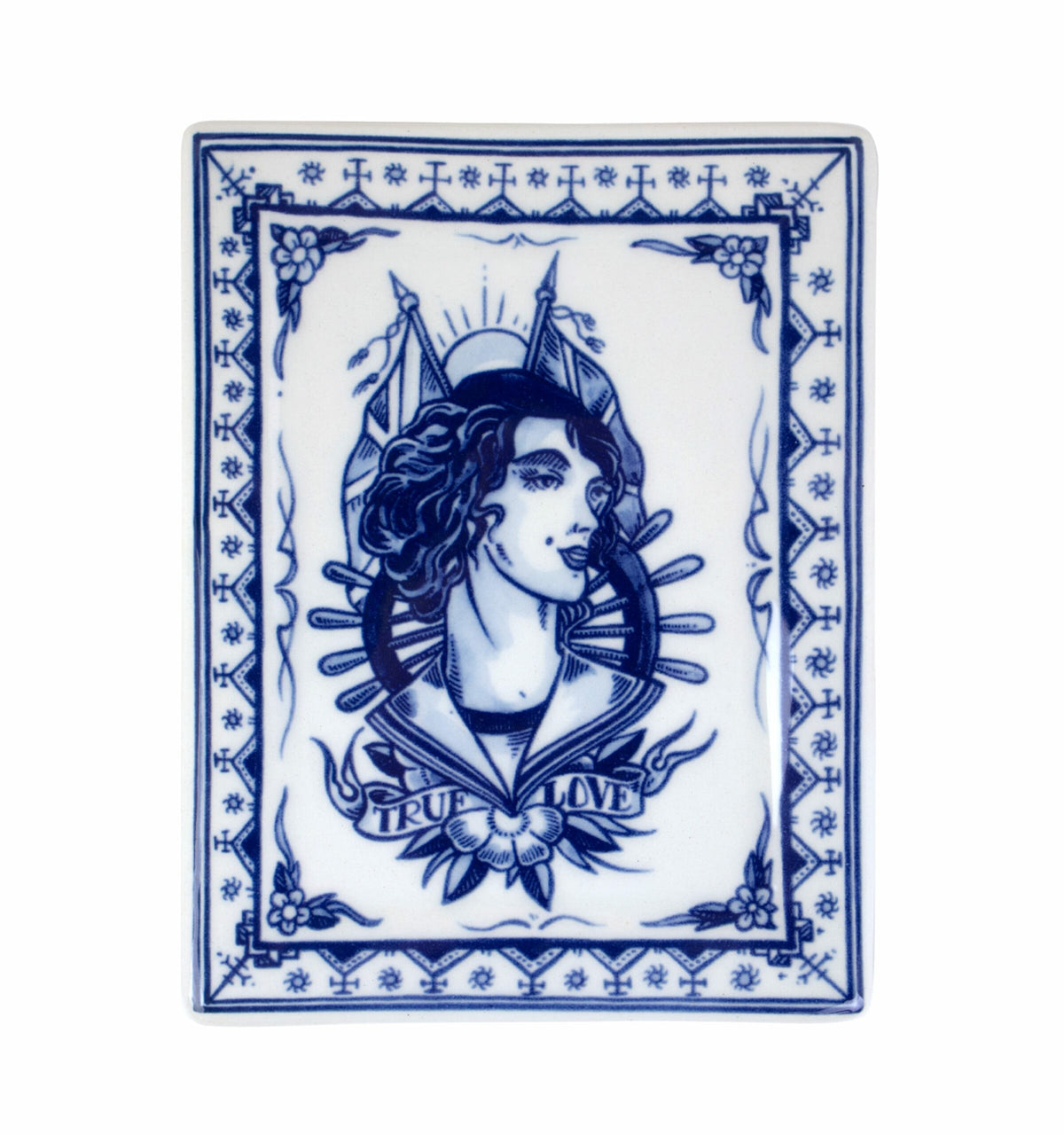 True Love Applique Plate - Schiffmacher Royal Blue Tattoo by Royal Delft