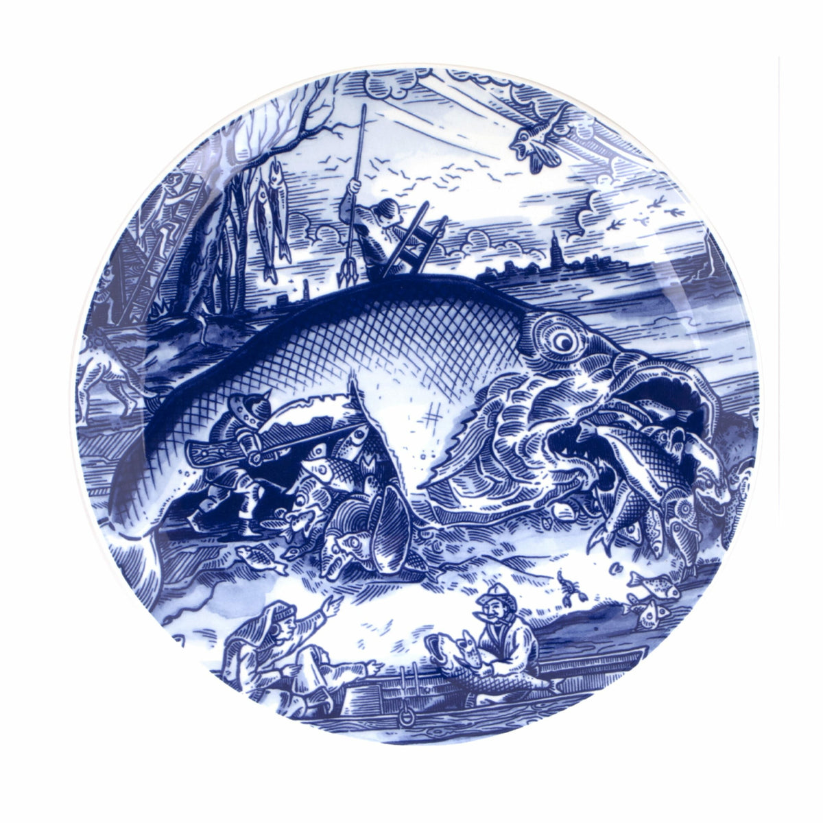 Pisces Bruegel Plate - Schiffmacher Royal Blue Tattoo by Royal Delft