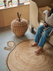 Ferm Living Apple Braided Storage for kids, featuring colorful braided fabric with a playful apple design and a sturdy handle.
