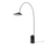 Arum arched floor lamp by Ferm Living featuring a sleek curved design and a modern lighting fixture in a contemporary living space.
