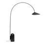 Arum arched floor lamp by Ferm Living featuring a sleek, modern design with a tall arched metal frame and a large lampshade.