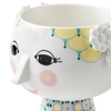 Eva flowerpot accessory by Bjørn Wiinblad featuring intricate floral patterns and vibrant colors on a ceramic surface.