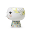 Eva Flowerpot by Bjørn Wiinblad, decorative ceramic accessory with floral design, showcasing vibrant colors and intricate patterns.