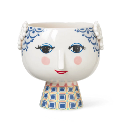 Eva Flowerpot by Bjørn Wiinblad, decorative ceramic accessories with intricate floral design and vibrant colors.