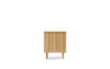 Rib Bedside Table by Normann Copenhagen in oak with ribbed design, modern wooden table for bedroom or living space.