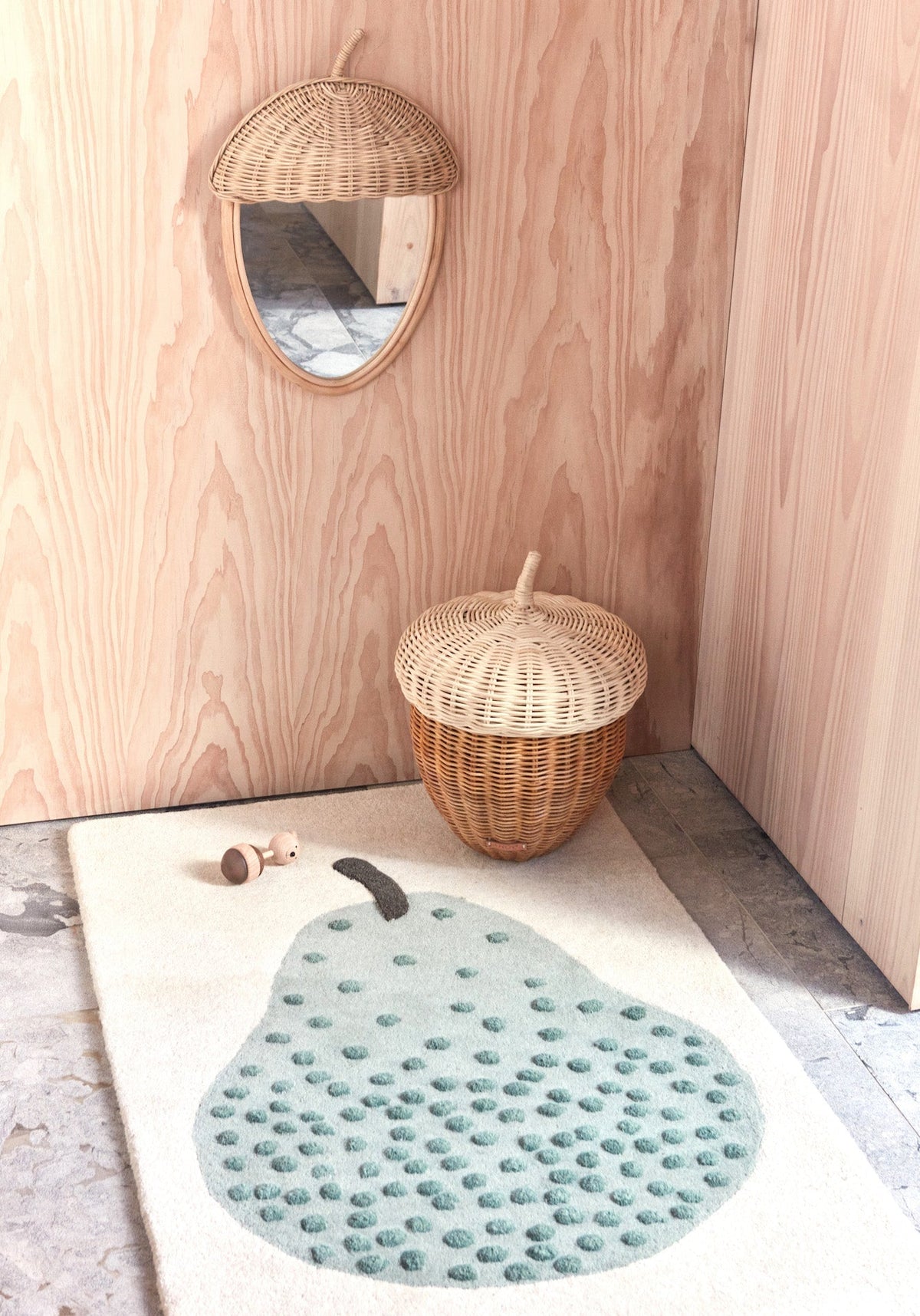Acorn Rattan Wall Mirror by OYOY MINI