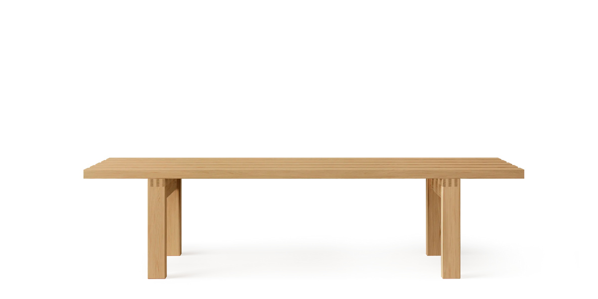 Pastoe BZ Bench with natural ash wood seating and minimalist design, showcasing its sleek, modern style and smooth finish.