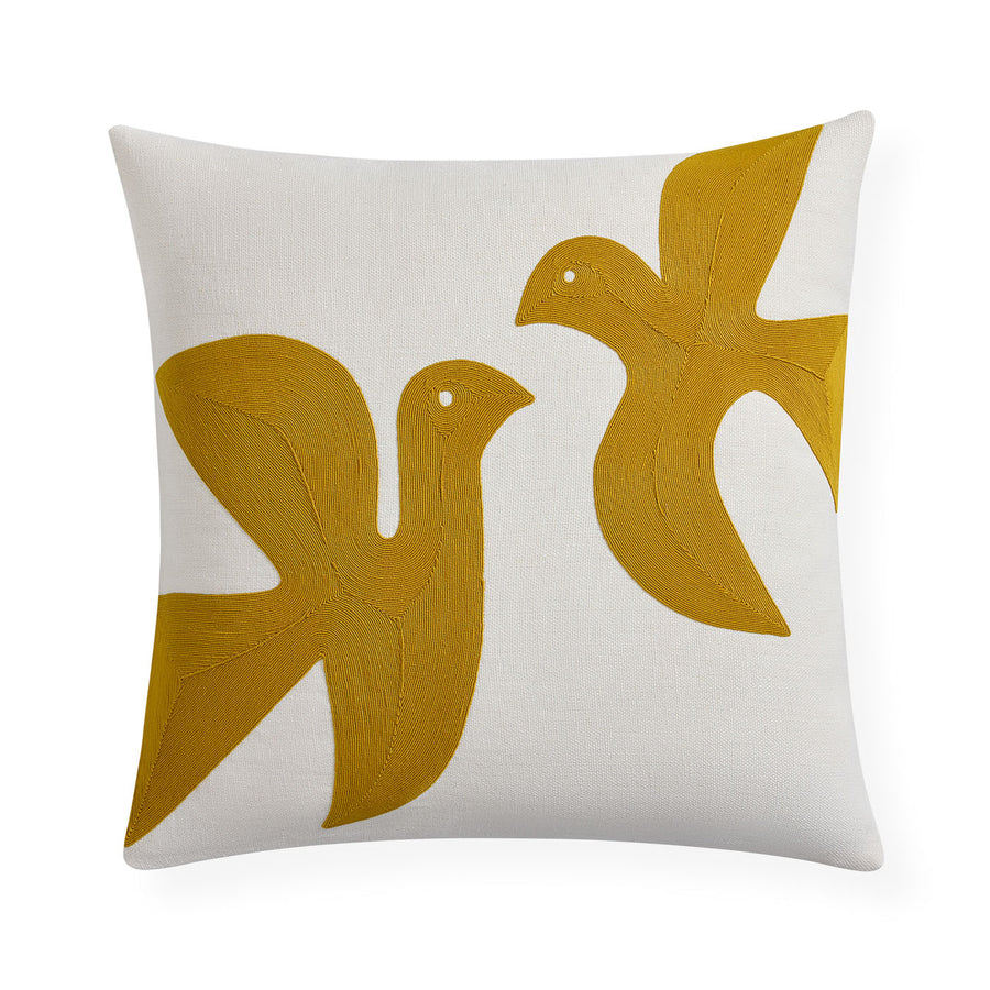 Biarritz Love Doves Pillow - Yellow by Jonathan Adler