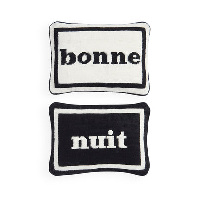Bonne Nuit Needlepoint Pillow Set by Jonathan Adler