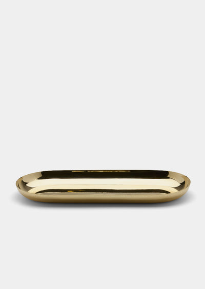Elegant oval Skultuna accessories tray with a polished metal finish, perfect for organizing jewelry and small items.