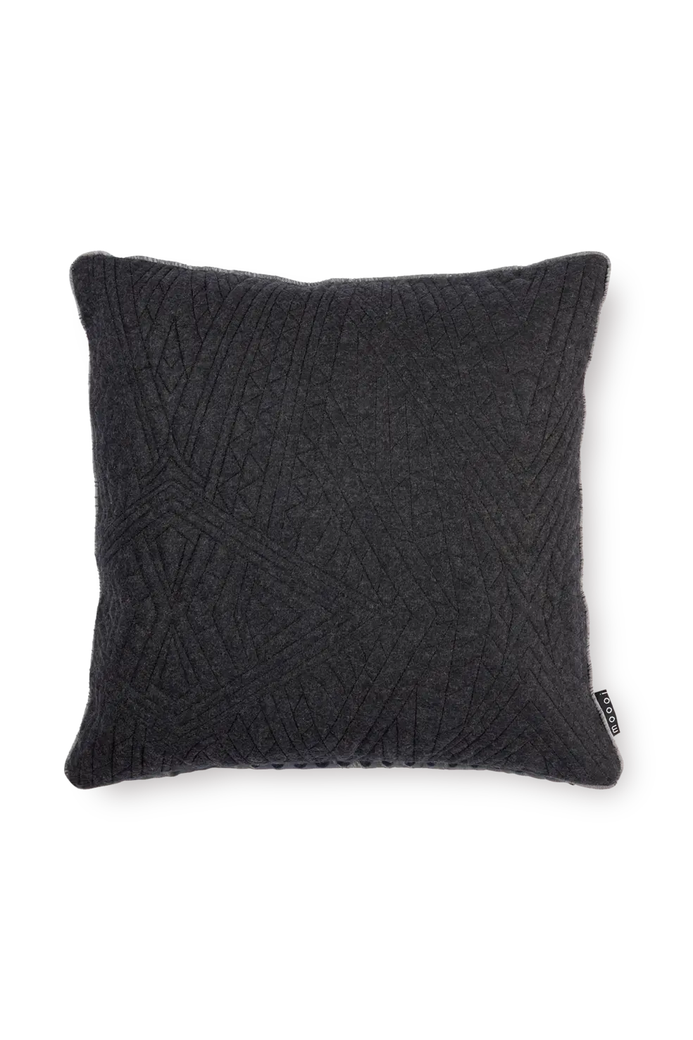 Grey quilted dwarf rhino decorative pillow by Moooi, featuring a plush, textured surface with detailed animal design.