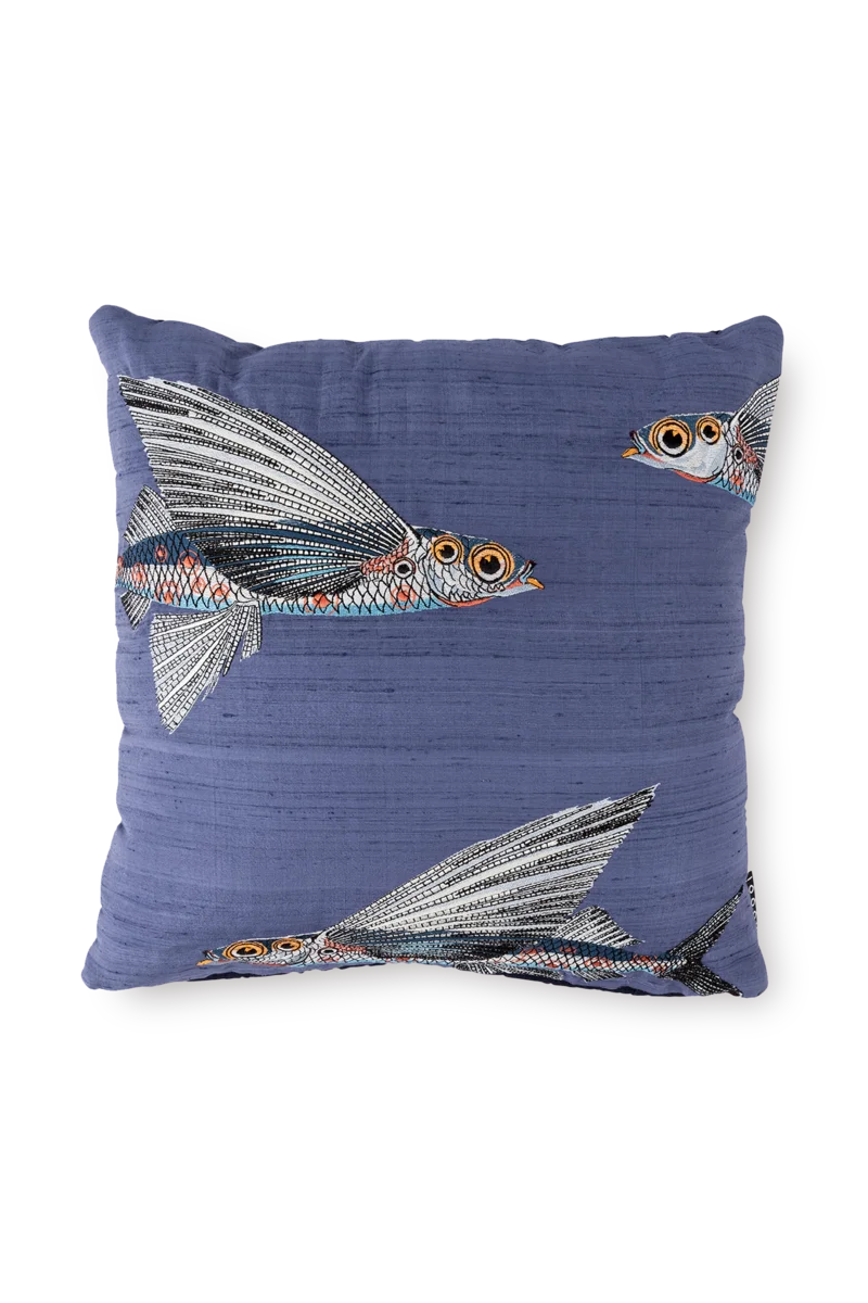 Embroidered Flying Coral Fish Decorative Pillow by Moooi