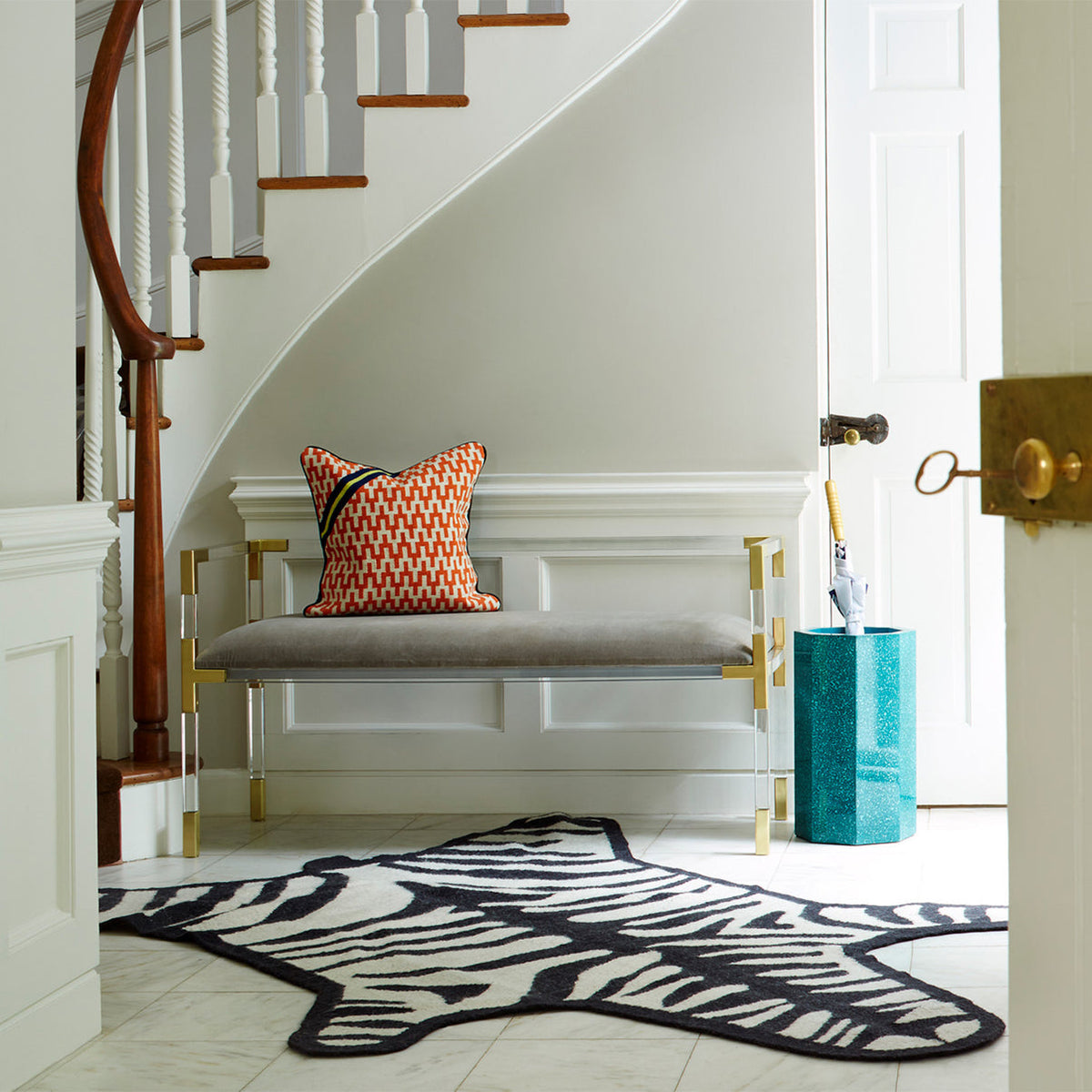 Zebra Flatweave Rug by Jonathan Adler