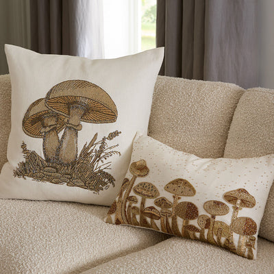 Botanist Large Mushrooms Beaded Pillow by Jonathan Adler