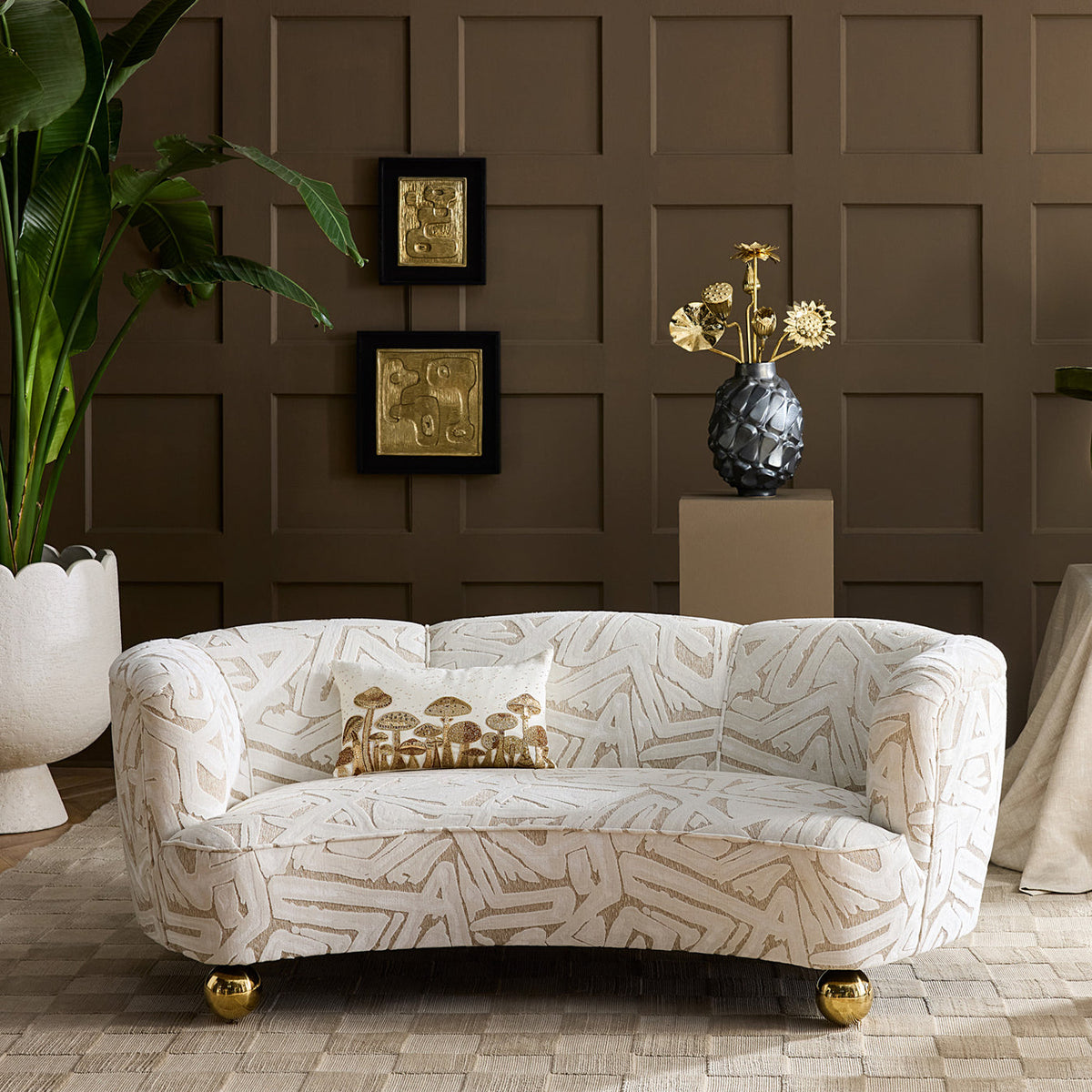 Botanist Mushrooms Field Beaded Pillow by Jonathan Adler