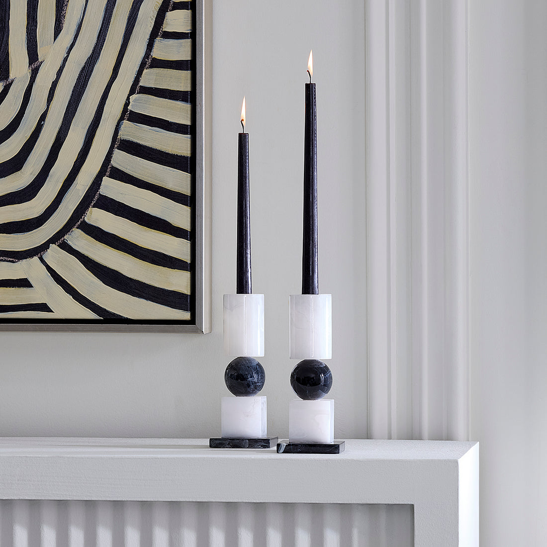 Jonathan Adler Como Candlesticks set, stylish accessories with detailed craftsmanship, perfect for elegant home decor.