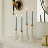 Set of two tall Geneva candle holders by Jonathan Adler, featuring sleek, modern accessories with a polished finish for elegant decor.