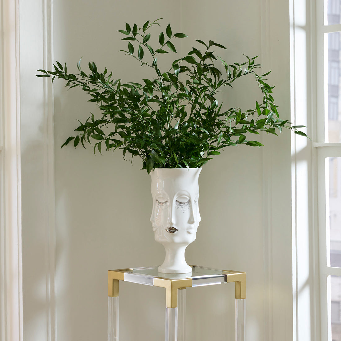 Sparkling Dora Maar urn by Jonathan Adler, a stylish decorative accessory with a shimmering, textured surface.