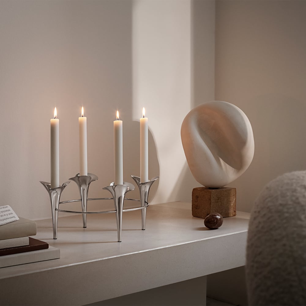 Bloom Taper CandleHolder Steel by Georg Jensen