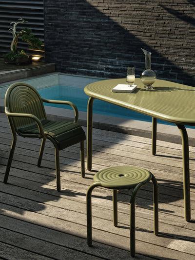 Tom Dixon Groove full seat cushion with textured fabric and ergonomic design, perfect for seating comfort and style.