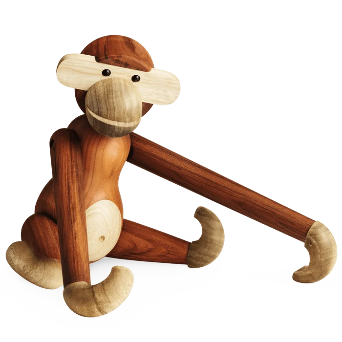 Kay Bojesen Monkey wooden kids toy, handcrafted Danish design featuring a playful monkey figure on a natural wood finish.