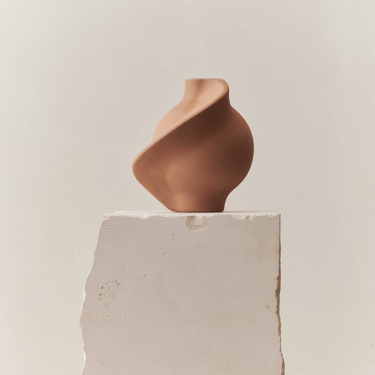 Ceramic Pirout Vase 01 Sanded Ocker by Louise-Roe