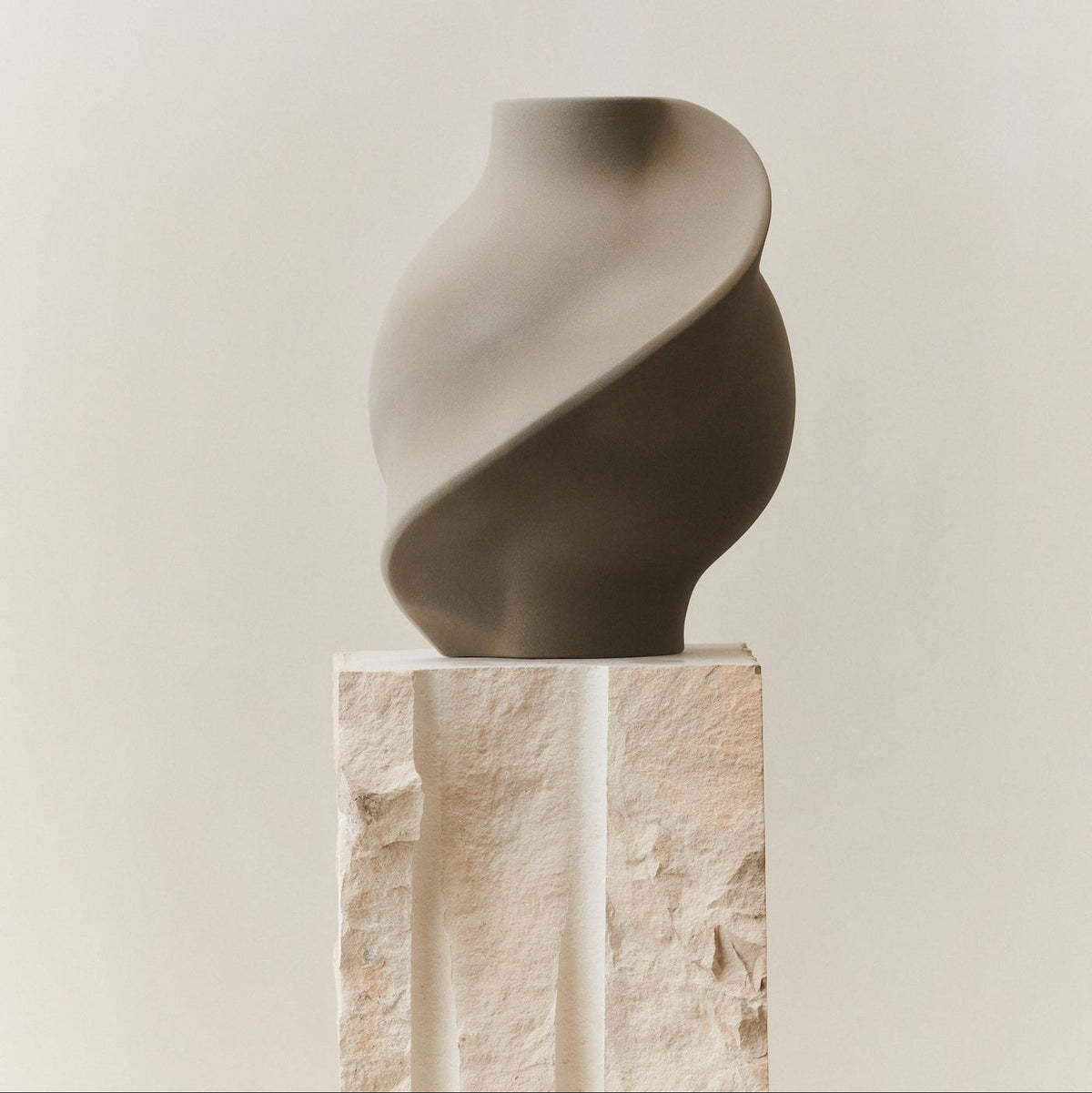 Ceramic Pirout Vase 02 Sanded Grey by Louise-Roe