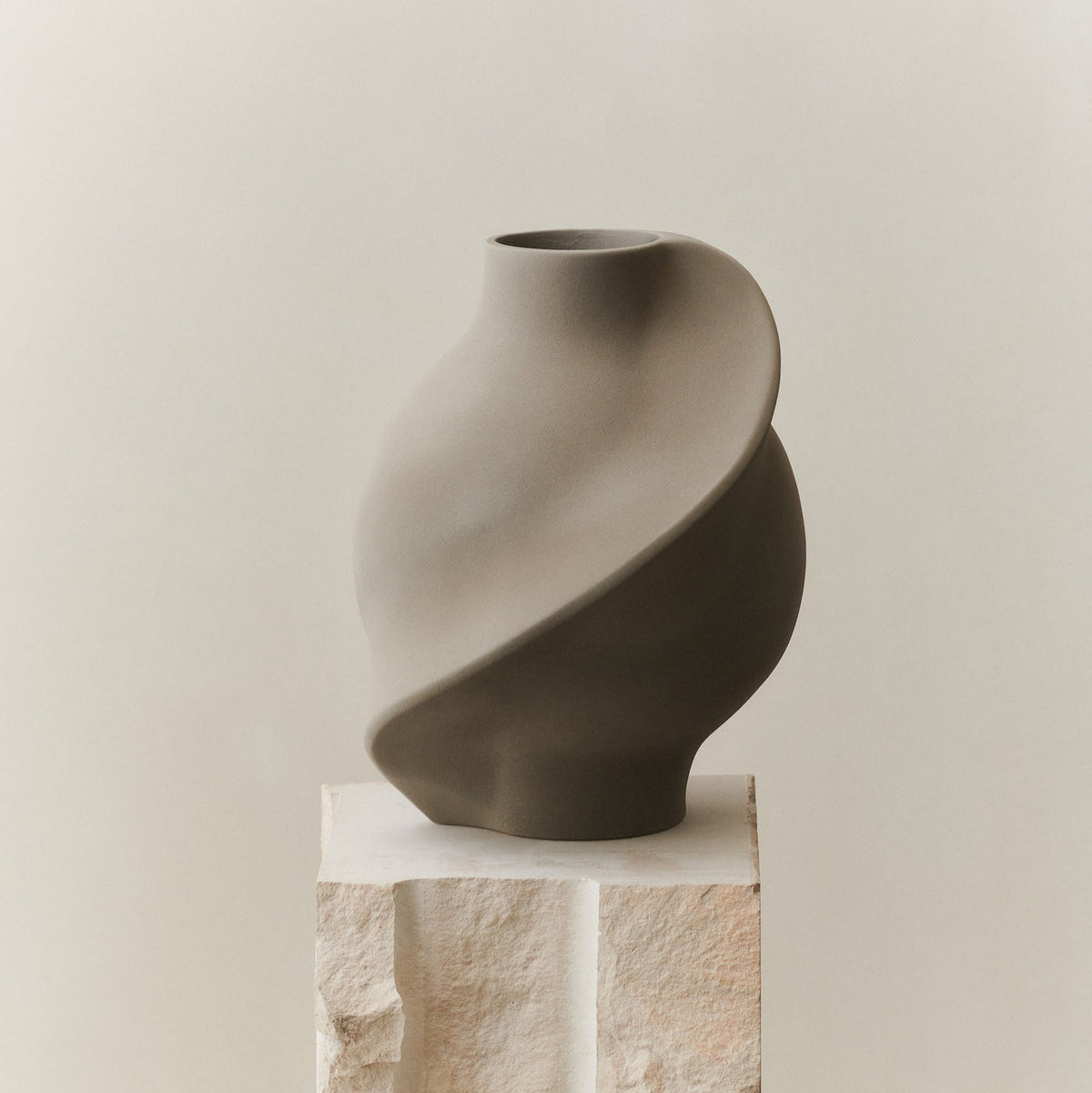 Ceramic Pirout Vase 02 Sanded Grey by Louise-Roe