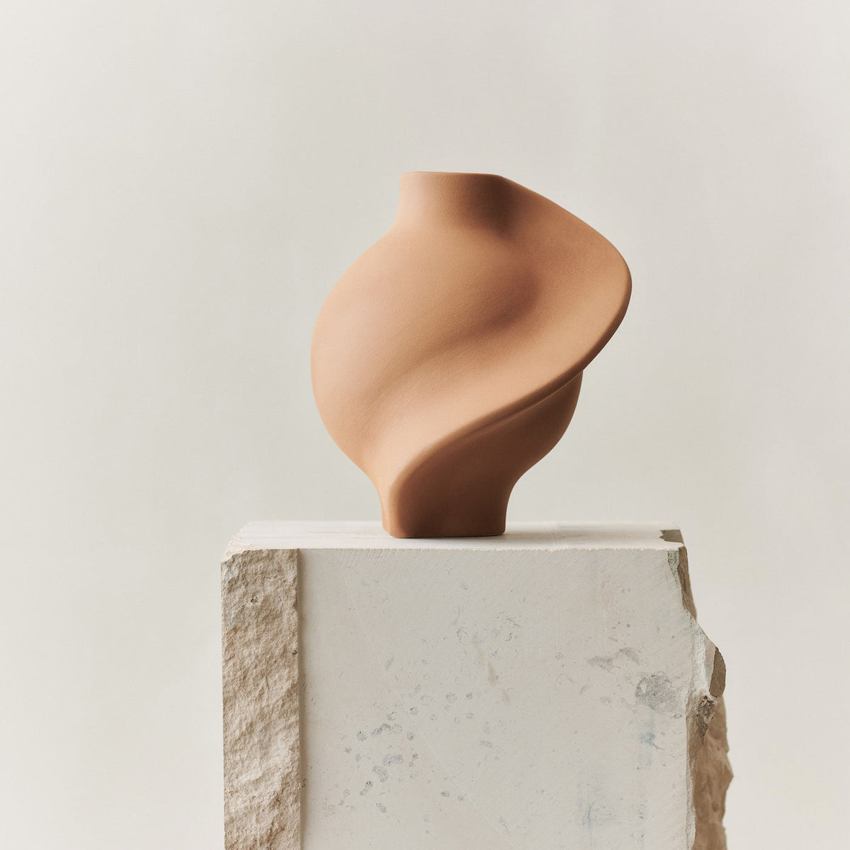 Ceramic Pirout Vase 01 Sanded Ocker by Louise-Roe