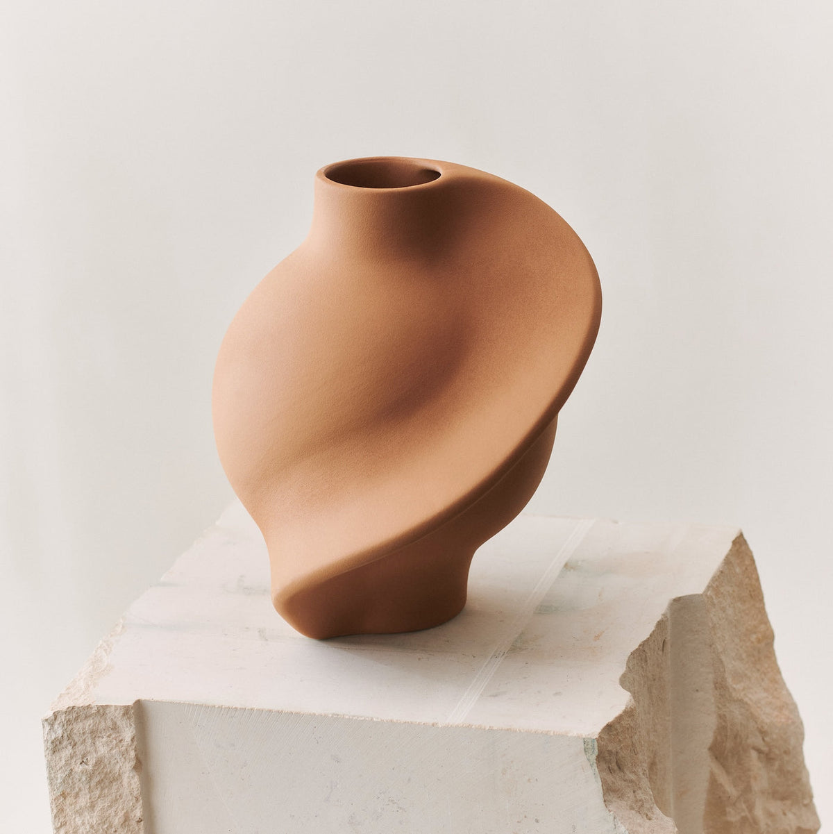 Ceramic Pirout Vase 02 Sanded Ocker by Louise-Roe