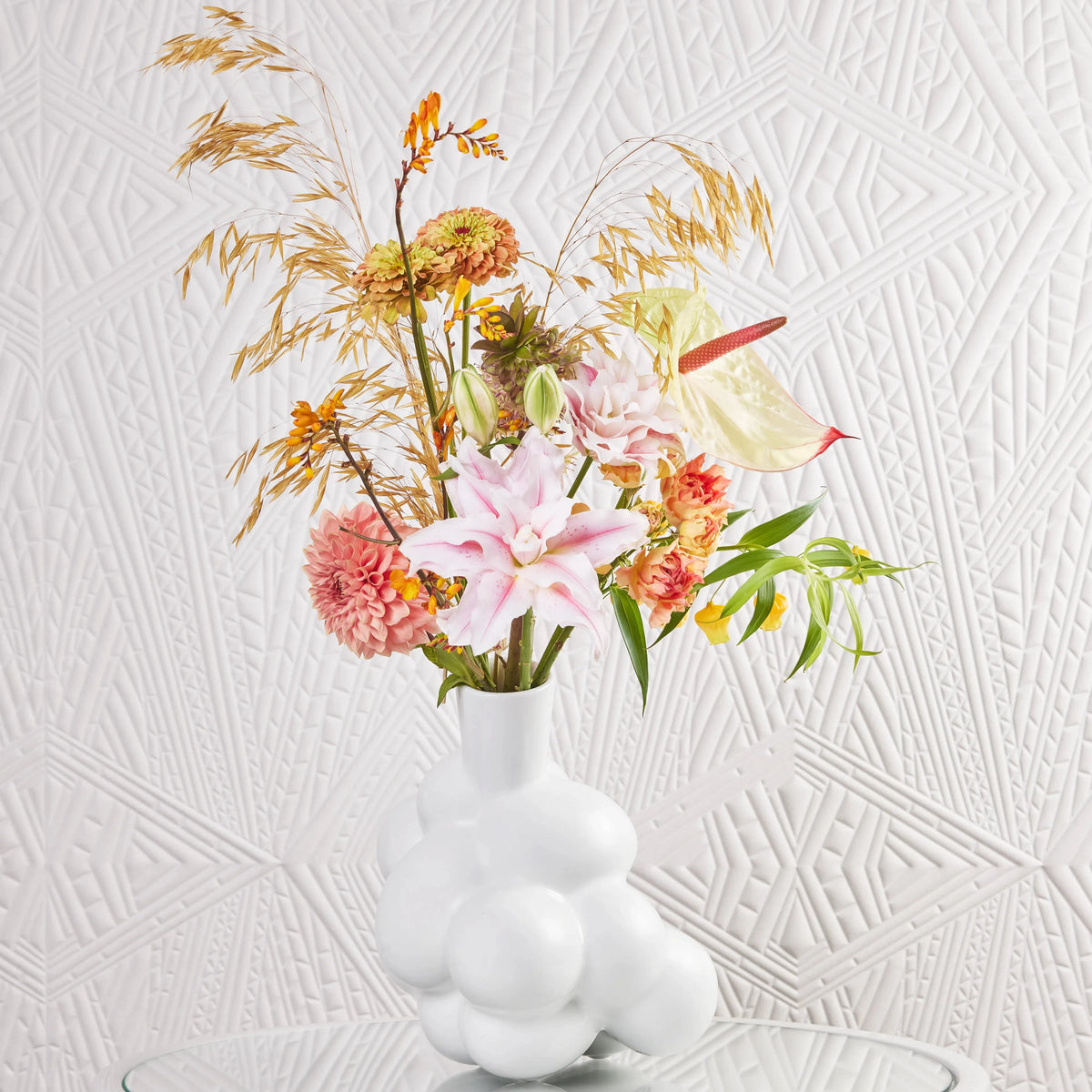 Large Egg Vase XL by Moooi featuring a vibrant Royal Delft-inspired pattern, designed by Mariela Medina.